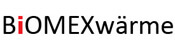 Schriftzug BiOMEXwärme mit einem roten i auf weißem Hintergrund.