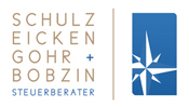 Logo mit dem Schriftzug Schulz Eicken Gohr + Bobzin Steuerberater sowie einem blauen Symbol mit weißem Kompassstern.