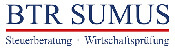 Logo mit dem Schriftzug BTR SUMUS, einer roten horizontalen Linie und den Begriffen Steuerberatung und Wirtschaftsprüfung.