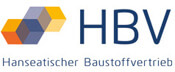 Logo mit drei ineinandergreifenden Würfeln in Orange, Grau und Gelb sowie dem Text HBV Hanseatischer Baustoffvertrieb.