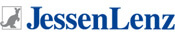 Ein graues Känguru-Symbol in einem Quadrat neben dem blauen Schriftzug JessenLenz.