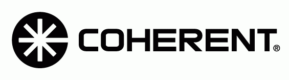 Schwarzes kreisförmiges Symbol mit einem weißen Stern und der danebenstehende Text COHERENT.
