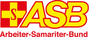 Gelbes Kreuz auf rotem Grund mit einem S, daneben die Buchstaben ASB und darunter der Schriftzug Arbeiter-Samariter-Bund.